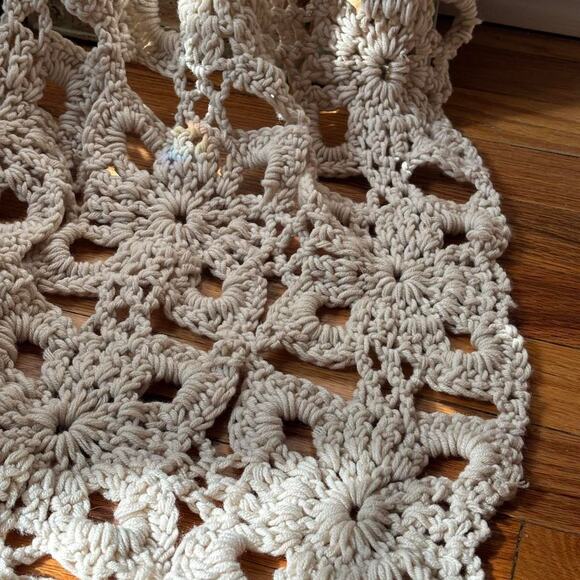 NWT Natural Life Crochet Cream Afghan Blanket Acrylic Boho - Picture 2 of 7